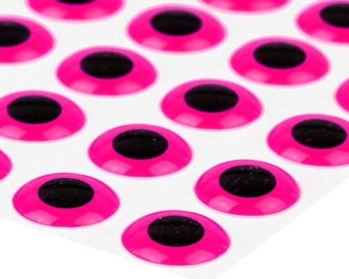 3D Epoxy Eyes, Fluo Pink, 9 mm