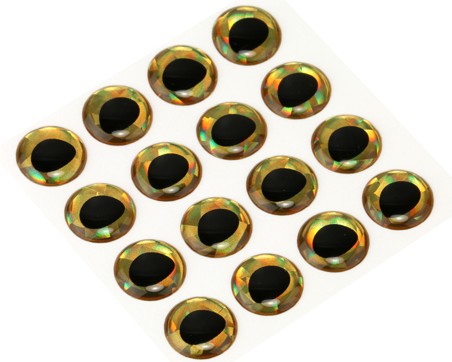 3D Epoxy Fish Eyes, Holographic Gold, 12 mm