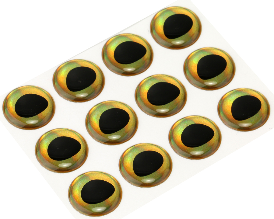 3D Epoxy Fish Eyes, Rainbow Gold, 15 mm