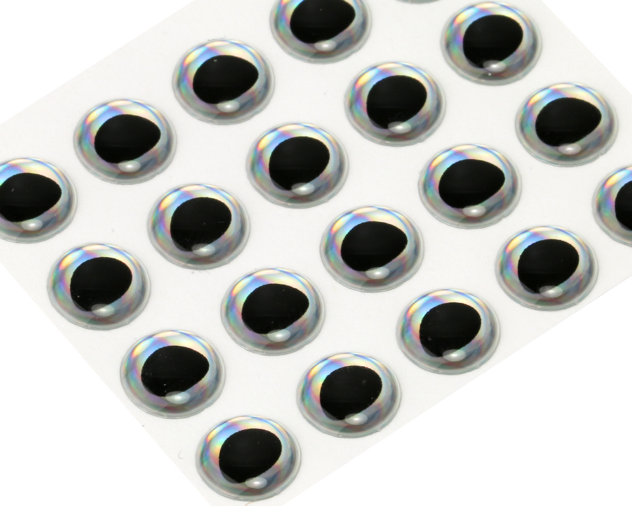 3D Epoxy Fish Eyes, Rainbow Silver, 7 mm